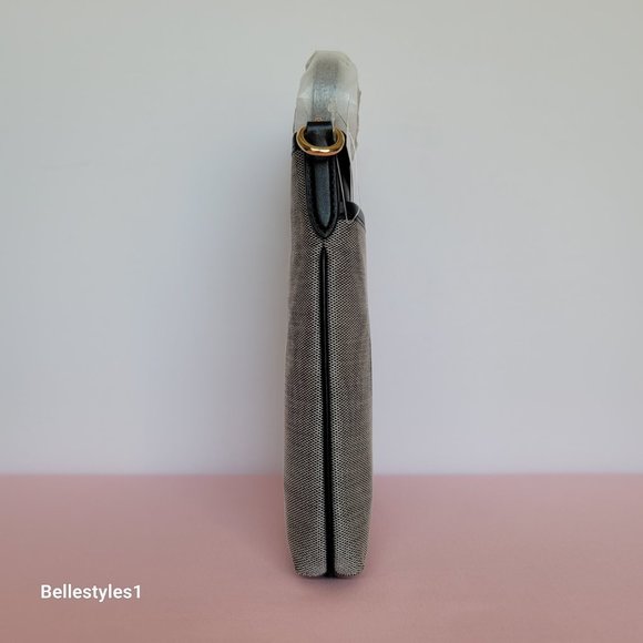 COACH Kitt Badge Jacquard & Smooth Leather Crossbody- Salt Black ⭐ - Picture 11 of 16